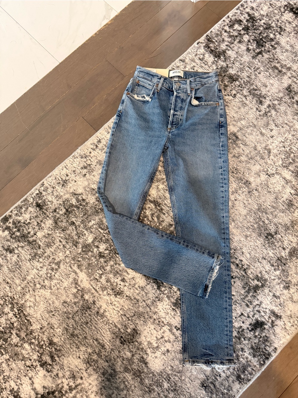 NWT AGOLDE Riley Long High Rise Straight - Cove - Size 23